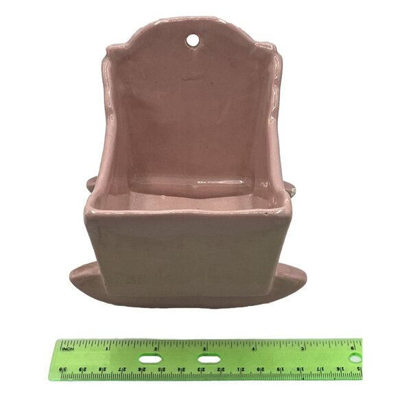 Vintage MCM Haeger Pottery Pastel Pink Baby Cradle Nursery Planter Home Décor - Picture 12 of 13
